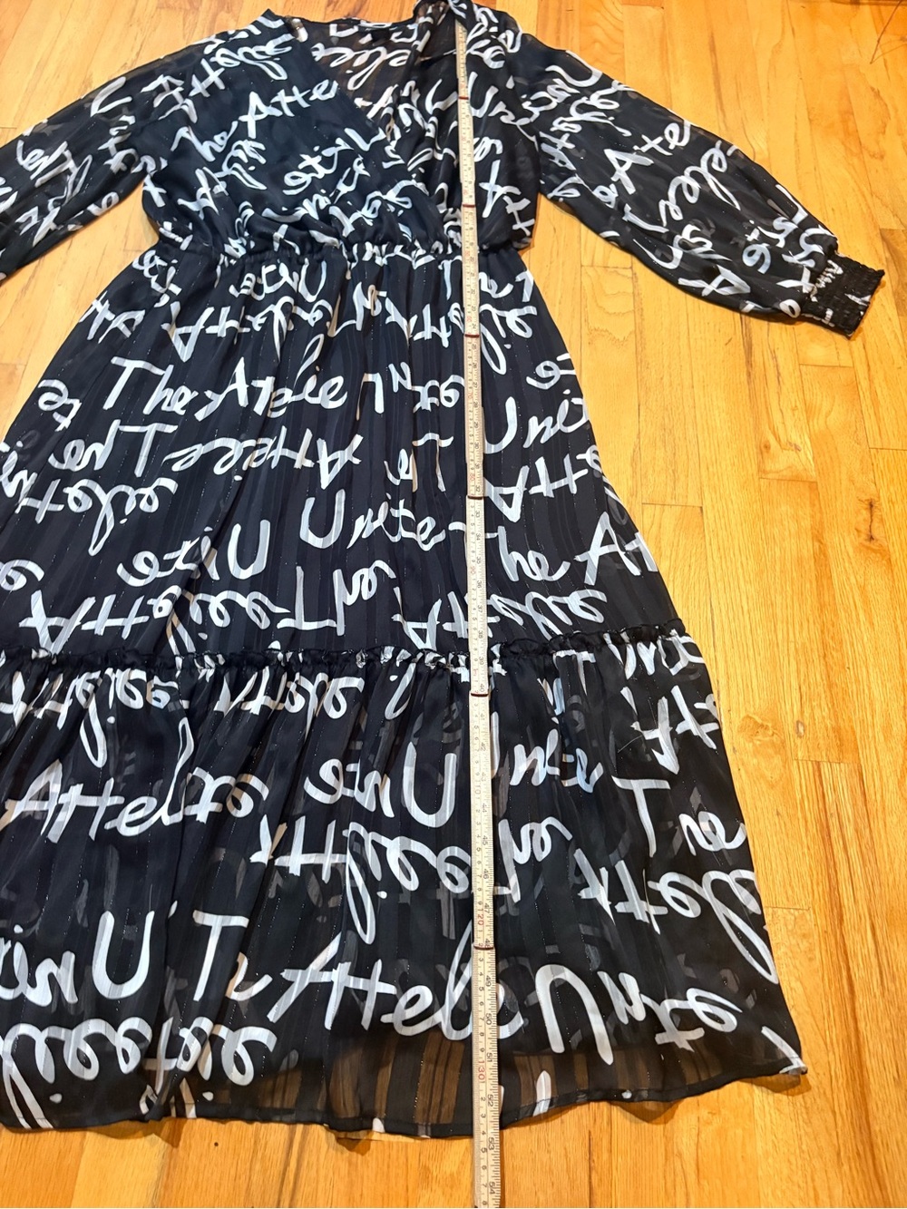 Ashley Stewart Script Print Chiffon Midi Dress – Size 18 - Picture 2 of 6